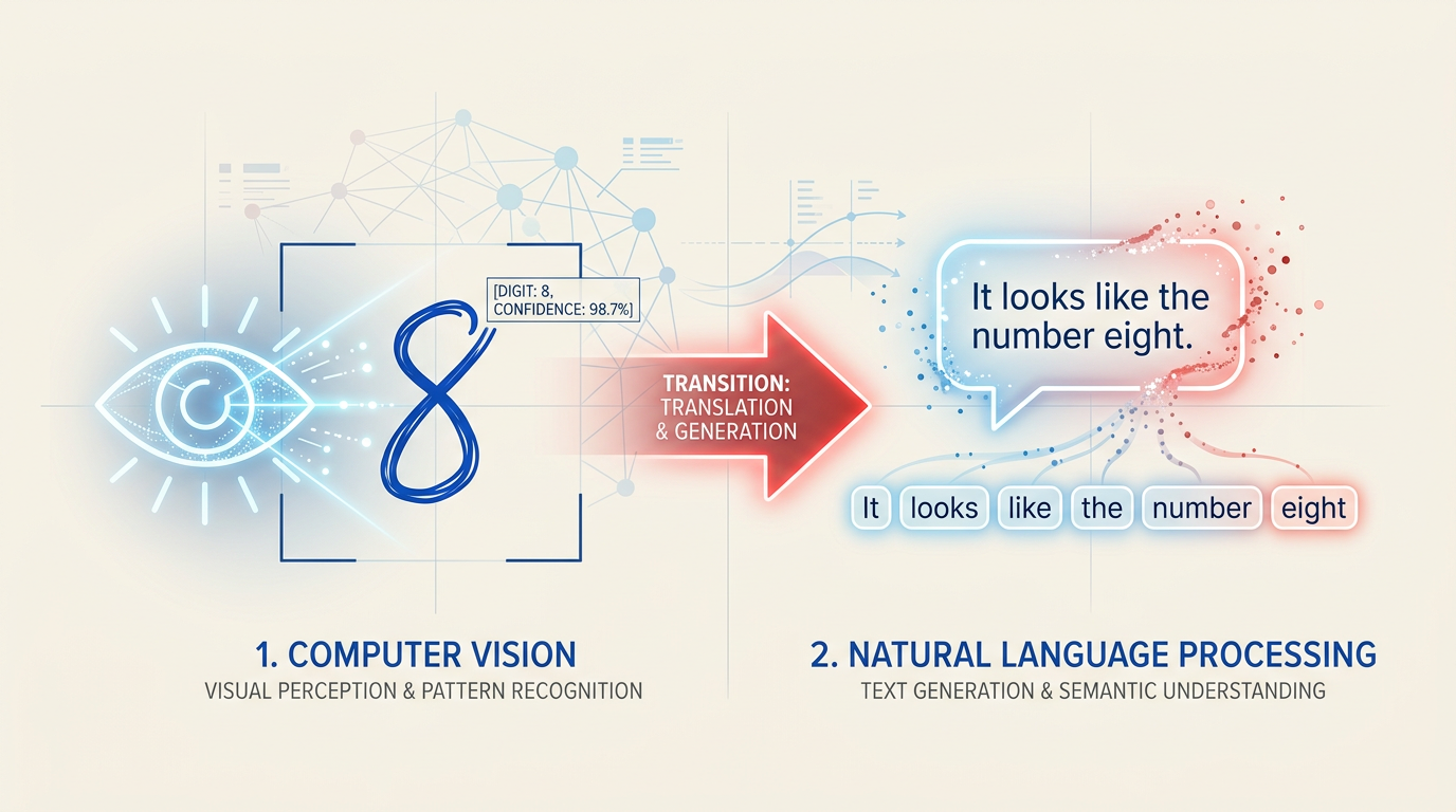 A clean, modern infographic showing a text prompt 'The capital of France is' entering a glowing neural network block labeled 'Language Model', and an output arrow pointing to the word 'Paris' highlighted as the predicted next token. Minimalist tech aesthetic with light colors.